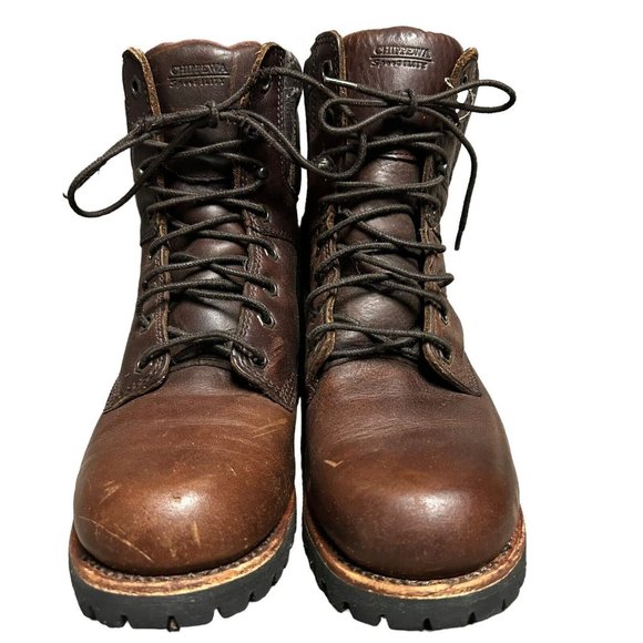 Chippewa Brown Leather Lace Up Vibram Sole Work Boot Shoes Mens Size 8 M Casual - Picture 5 of 16